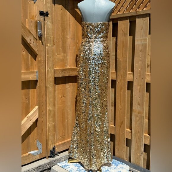 🆕 BRONX & BANCO 🧿 NWOT Farah Strapless Sequins Gown, Gold, Sz S US 4 - Picture 7 of 15